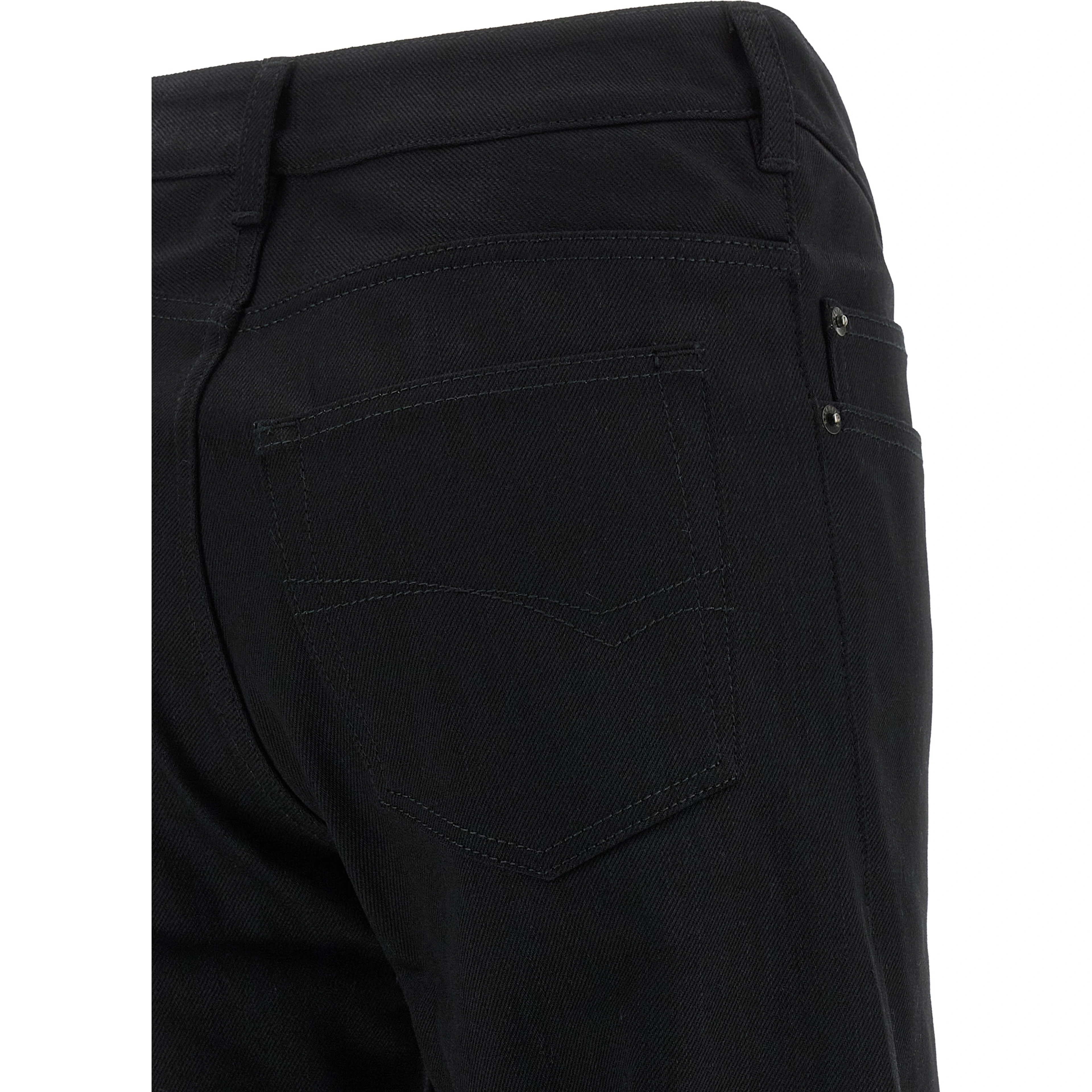 Black Cotton Flared Jeans