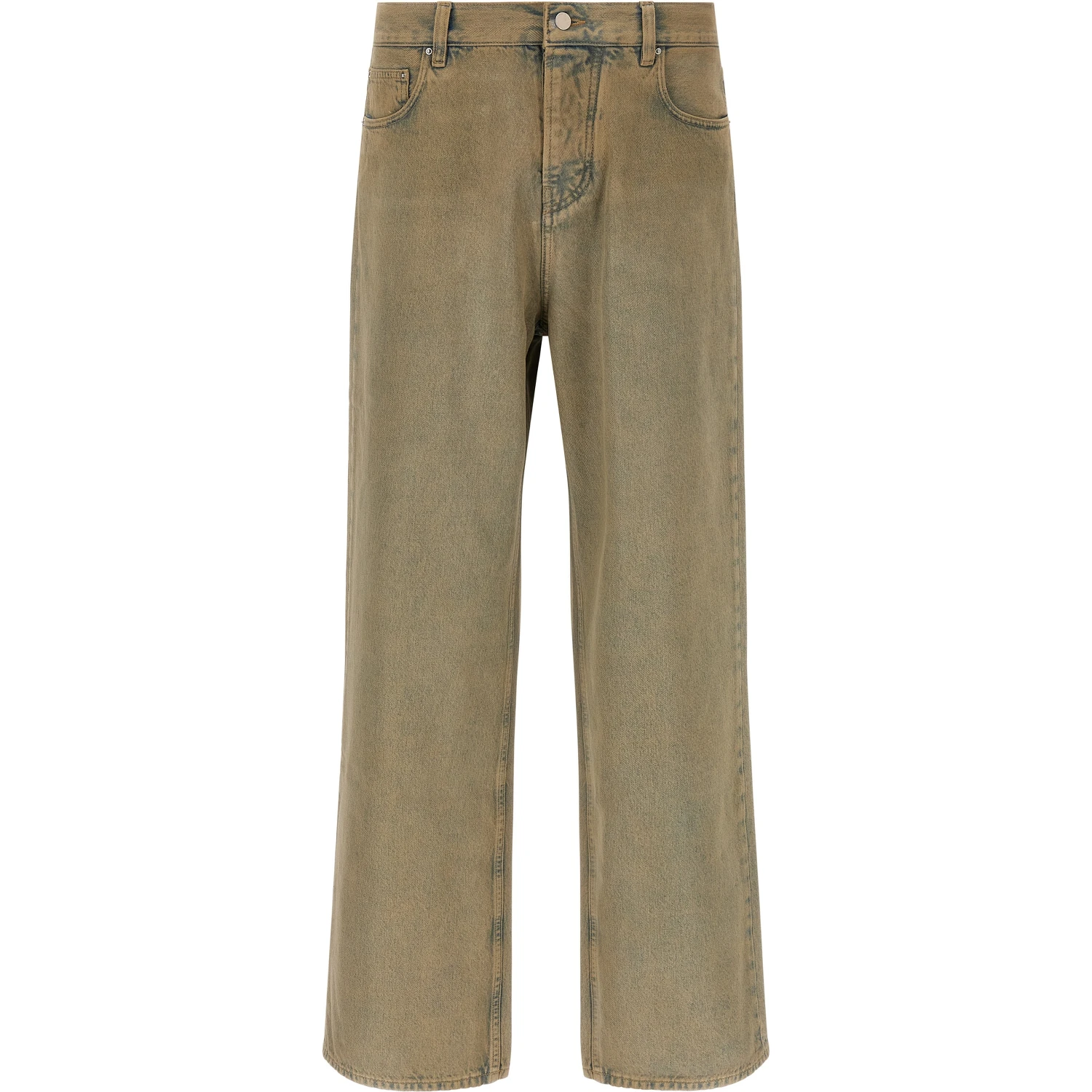 Beige Cotton Straight-Leg Jeans