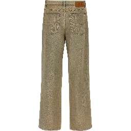Beige Cotton Straight-Leg Jeans