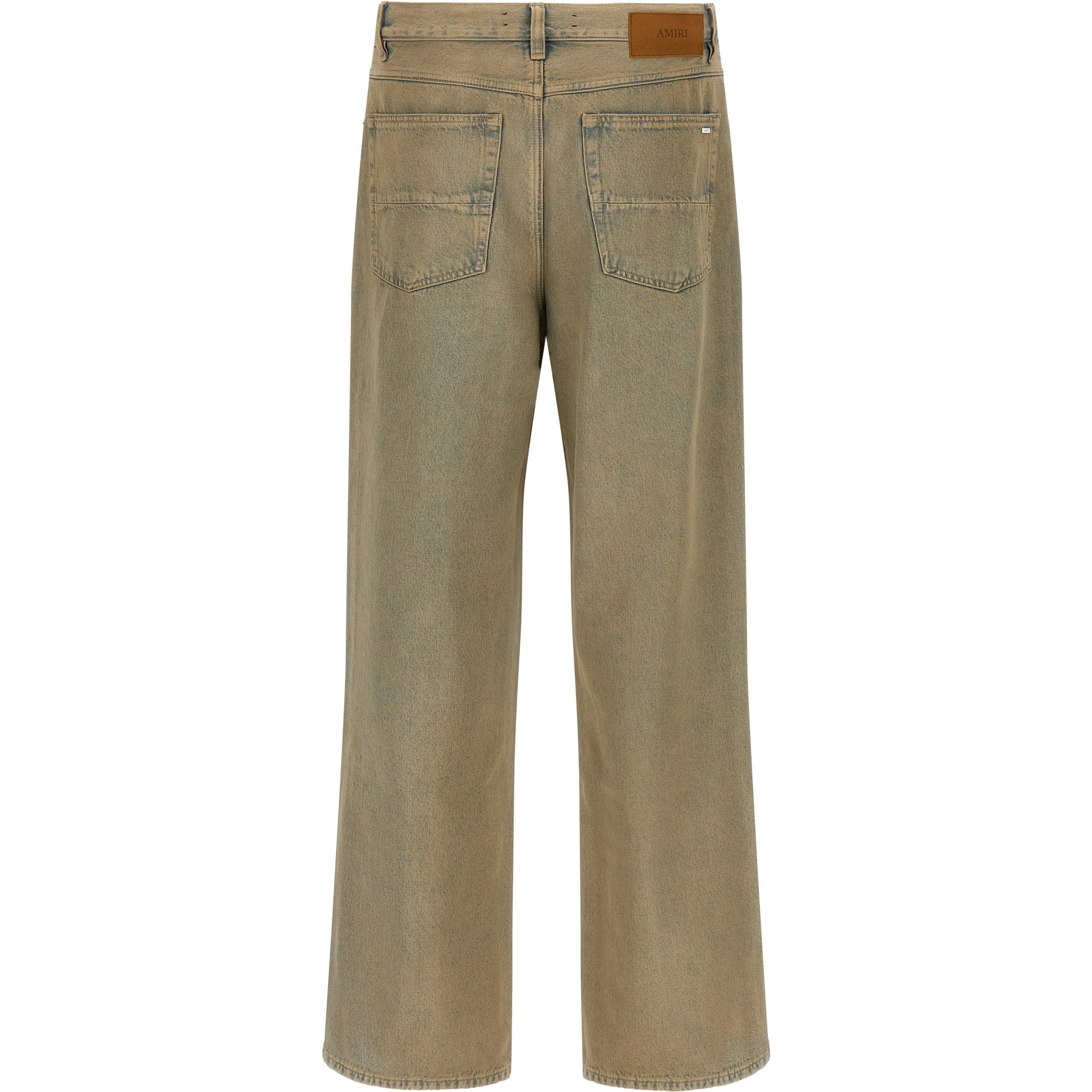 Beige Cotton Straight-Leg Jeans