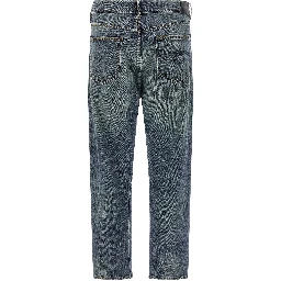 Blue Cotton Straight-Leg Jeans