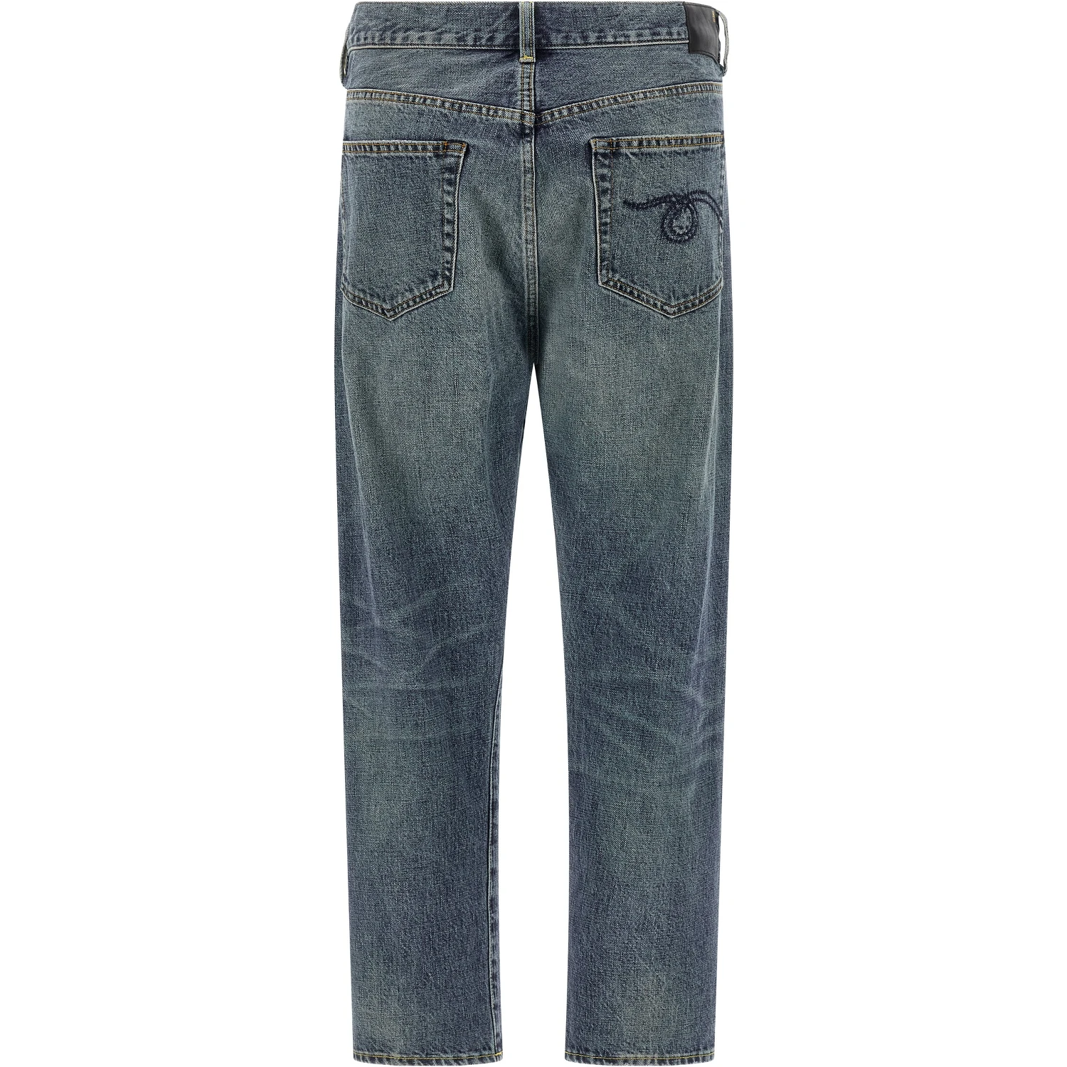 Blue Cotton Straight-Leg Jeans