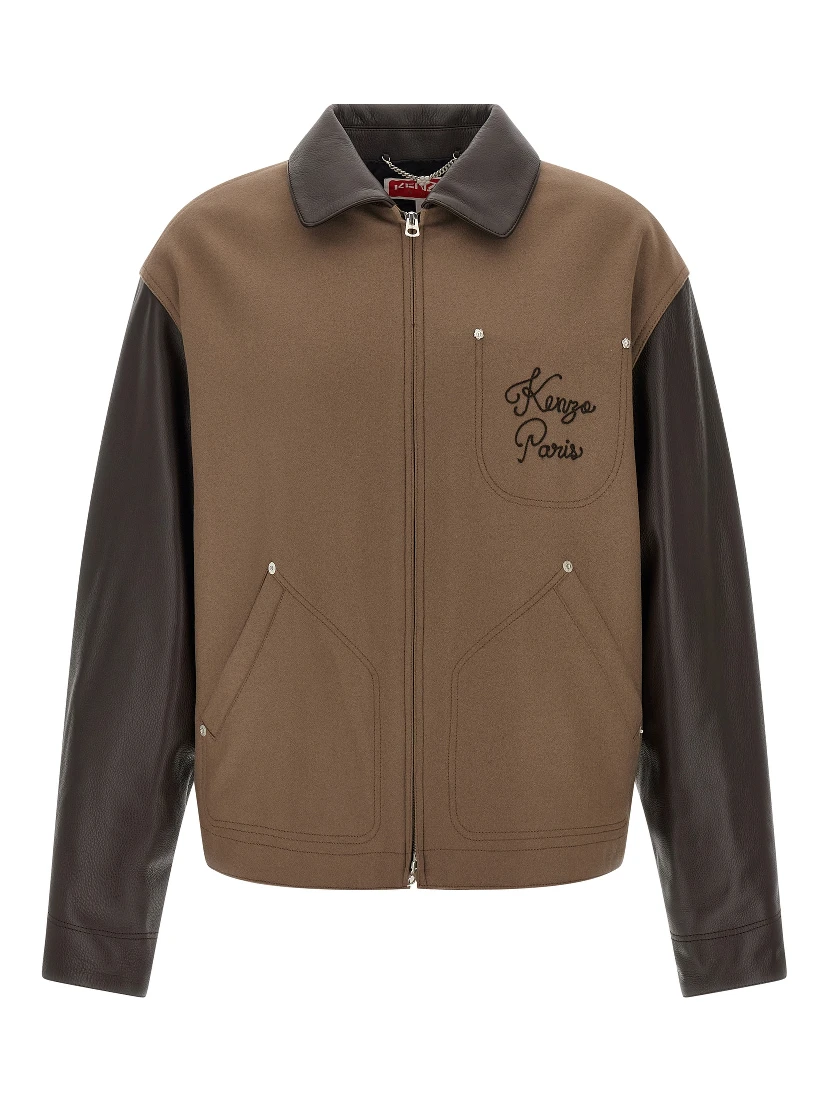 Brown Virgin Wool Leather Jacket
