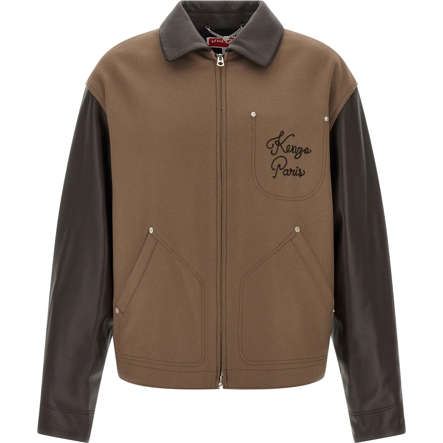 Brown Virgin Wool Leather Jacket