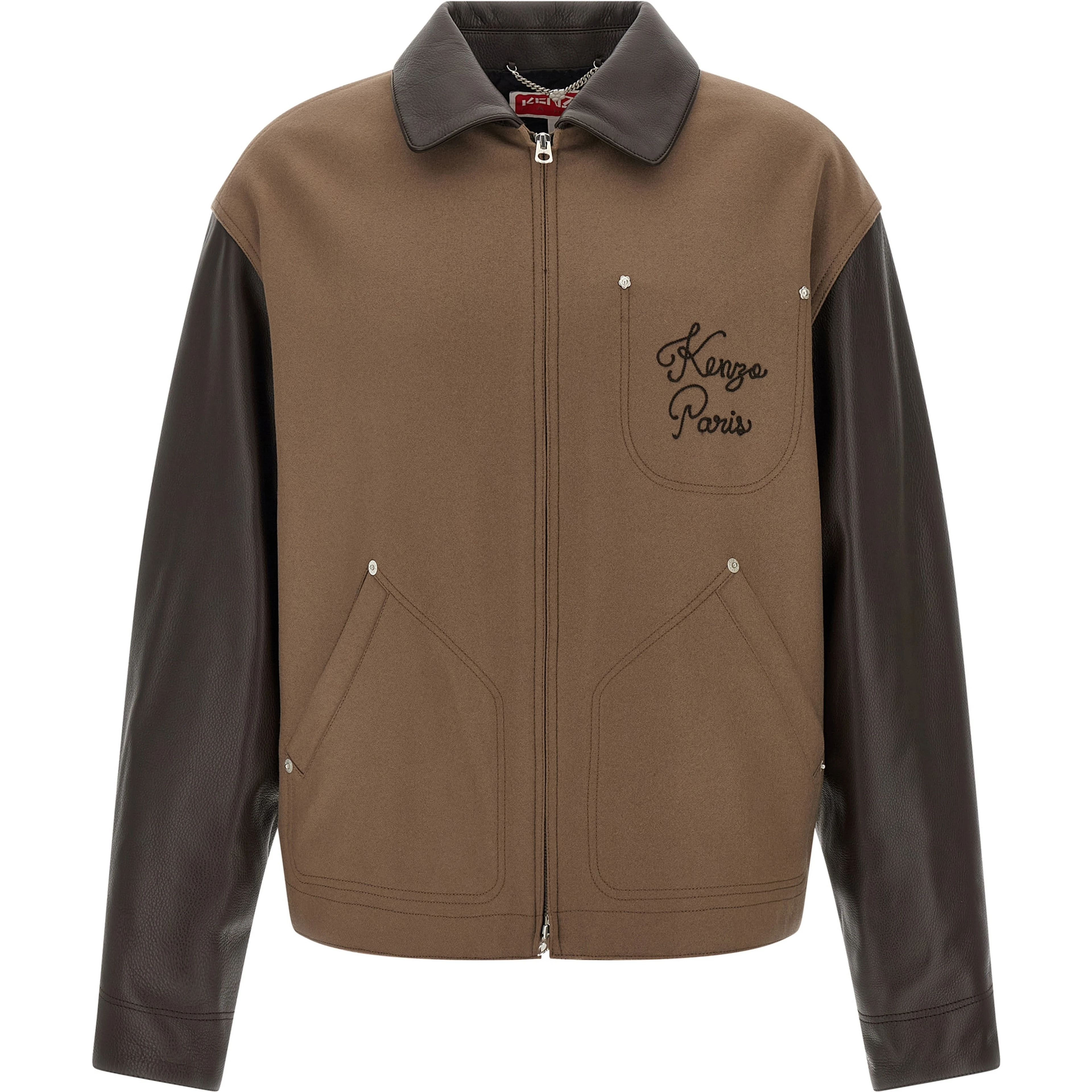 Brown Virgin Wool Leather Jacket