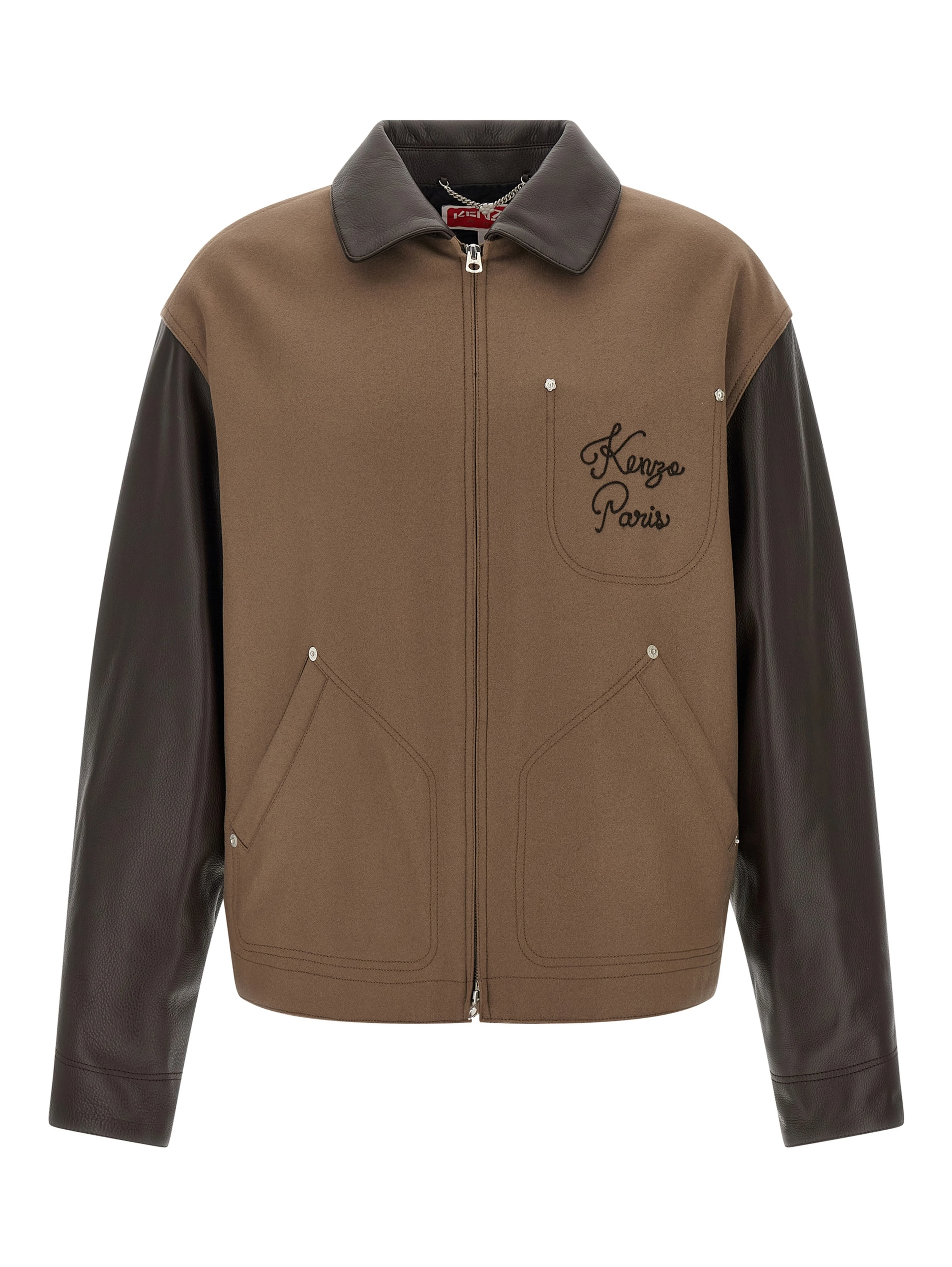 Brown Virgin Wool Leather Jacket