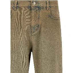 Beige Cotton Straight-Leg Jeans