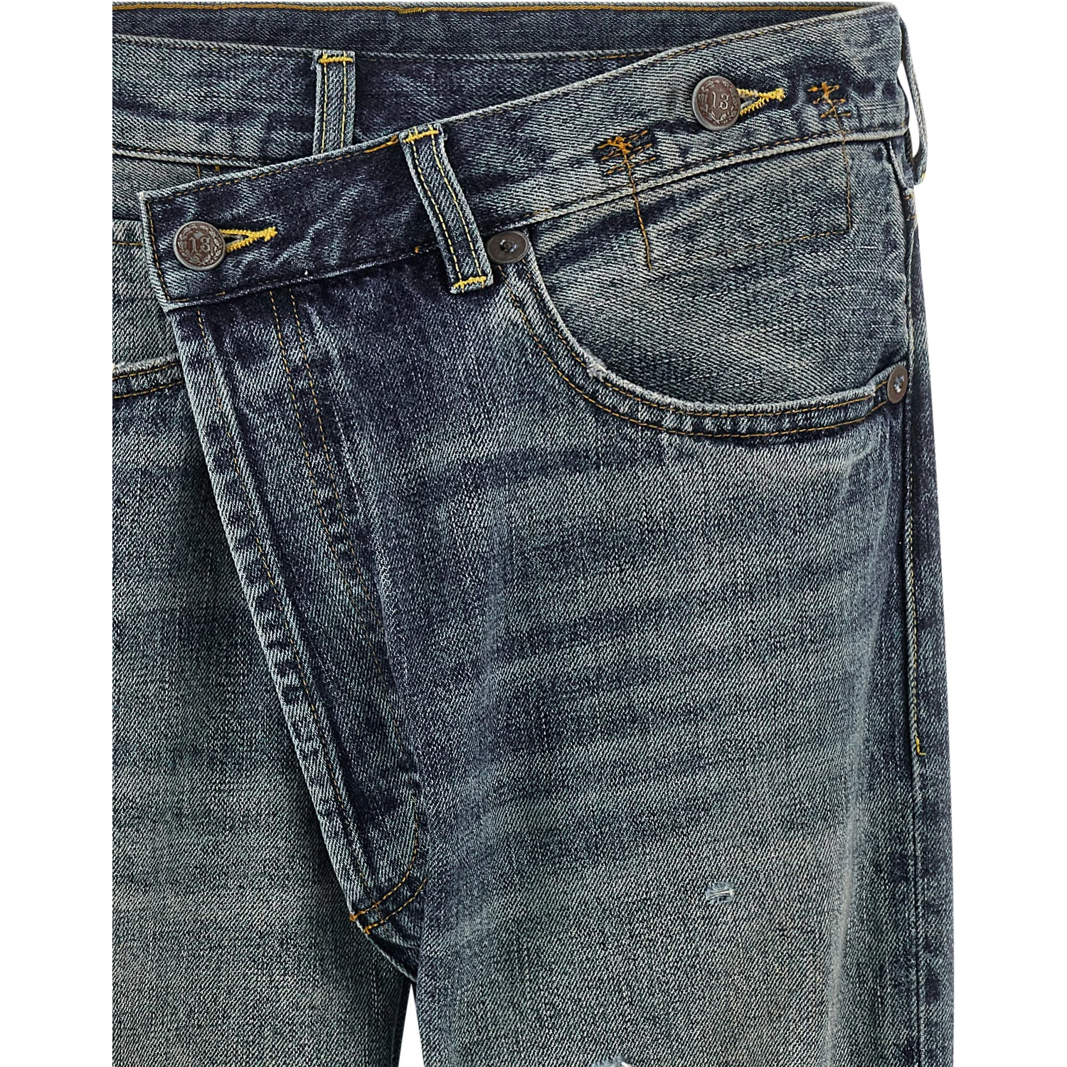 Blue Cotton Straight-Leg Jeans