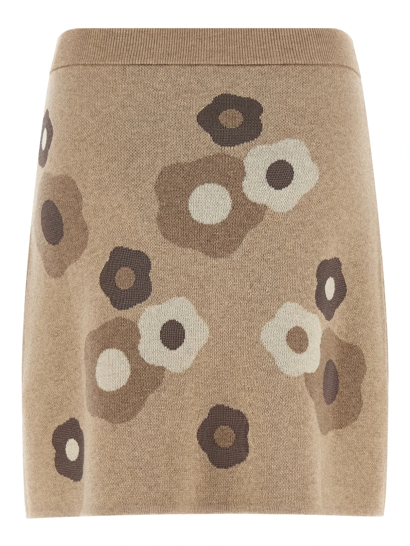 Beige Wool Long Skirt
