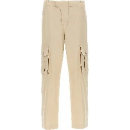 Beige Cotton Cargo Pants