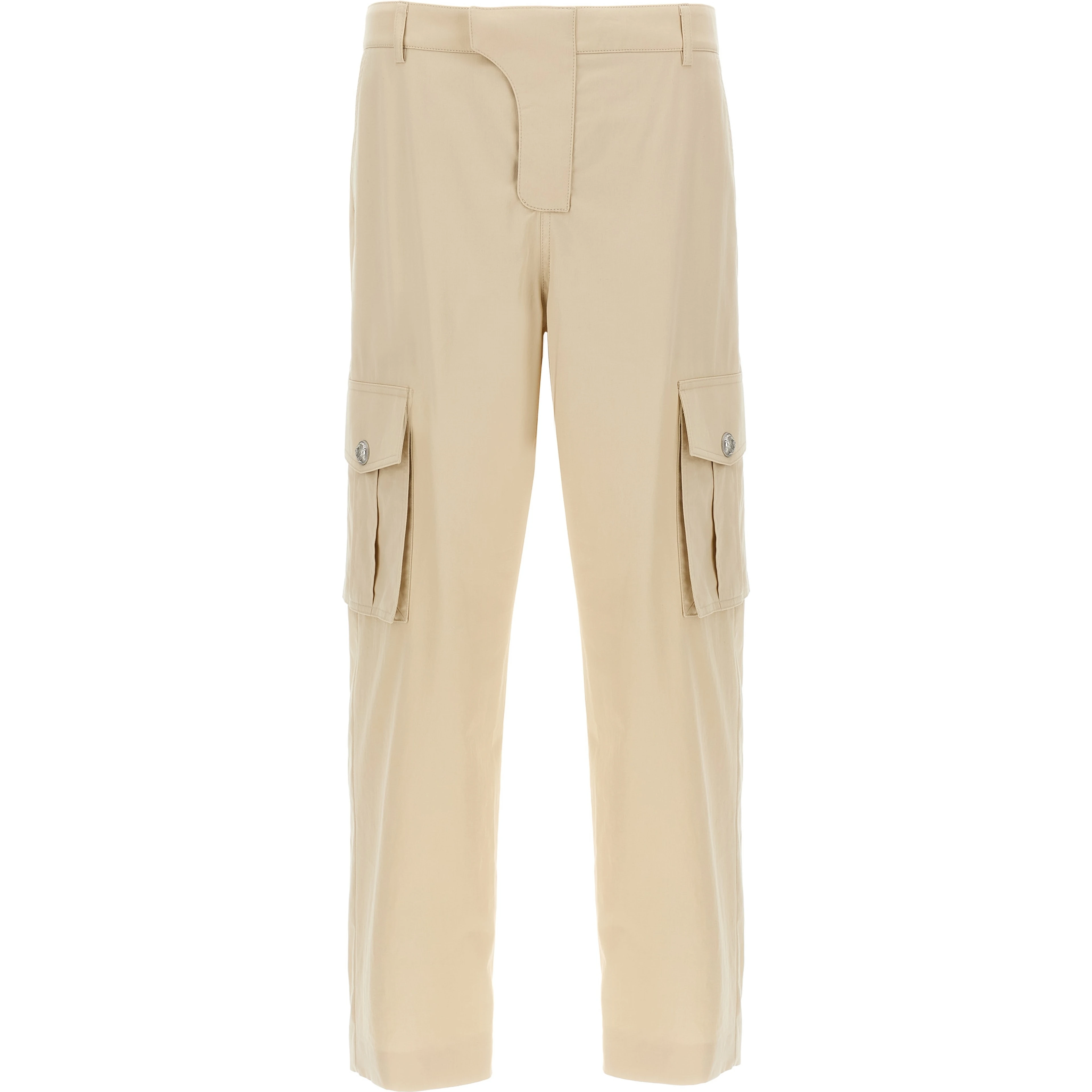 Beige Cotton Cargo Pants