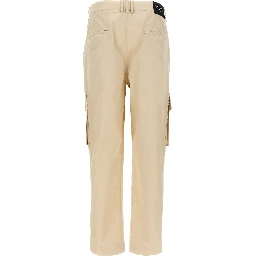 Beige Cotton Cargo Pants