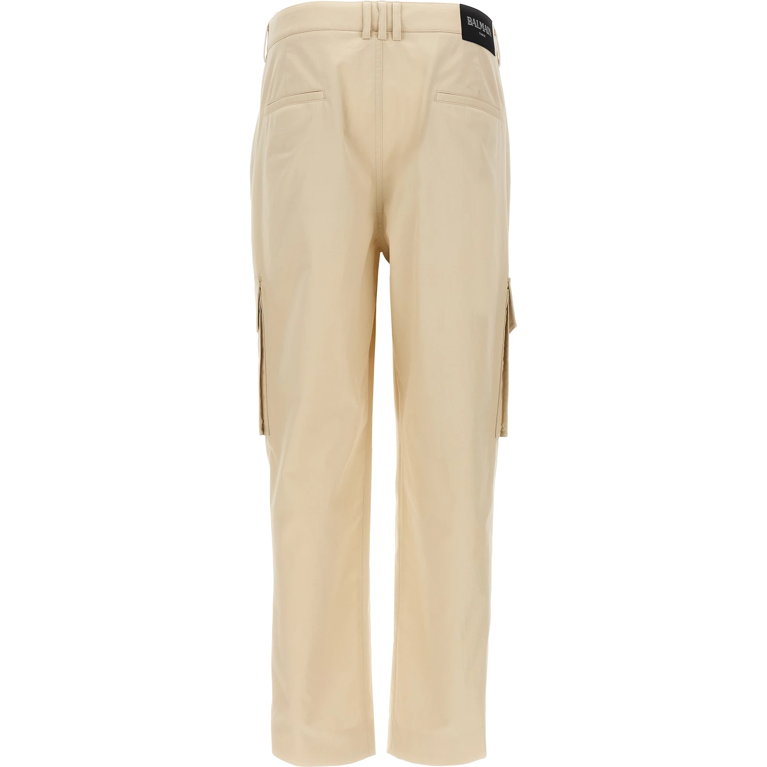 Beige Cotton Cargo Pants