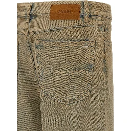 Beige Cotton Straight-Leg Jeans