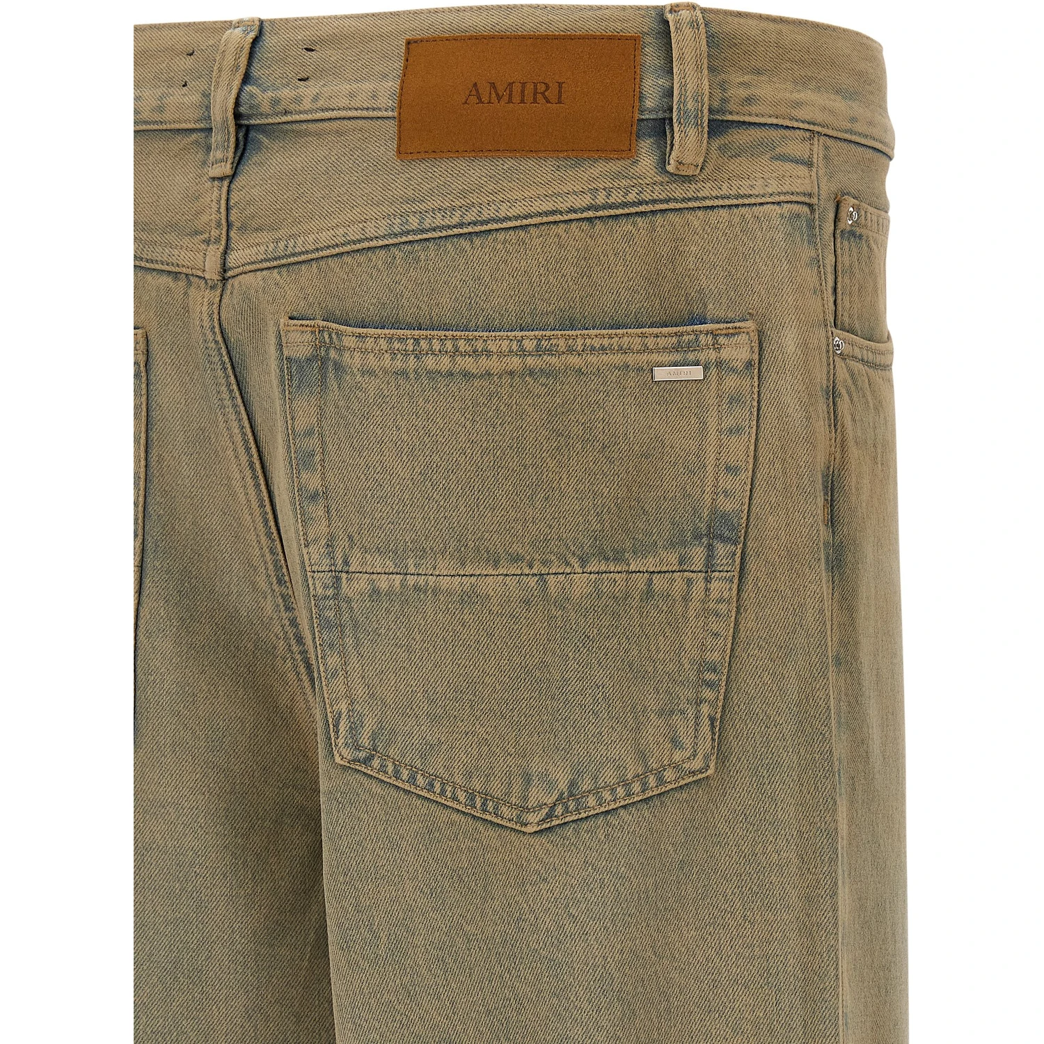 Beige Cotton Straight-Leg Jeans