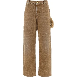 Beige Cotton Straight-Leg Jeans