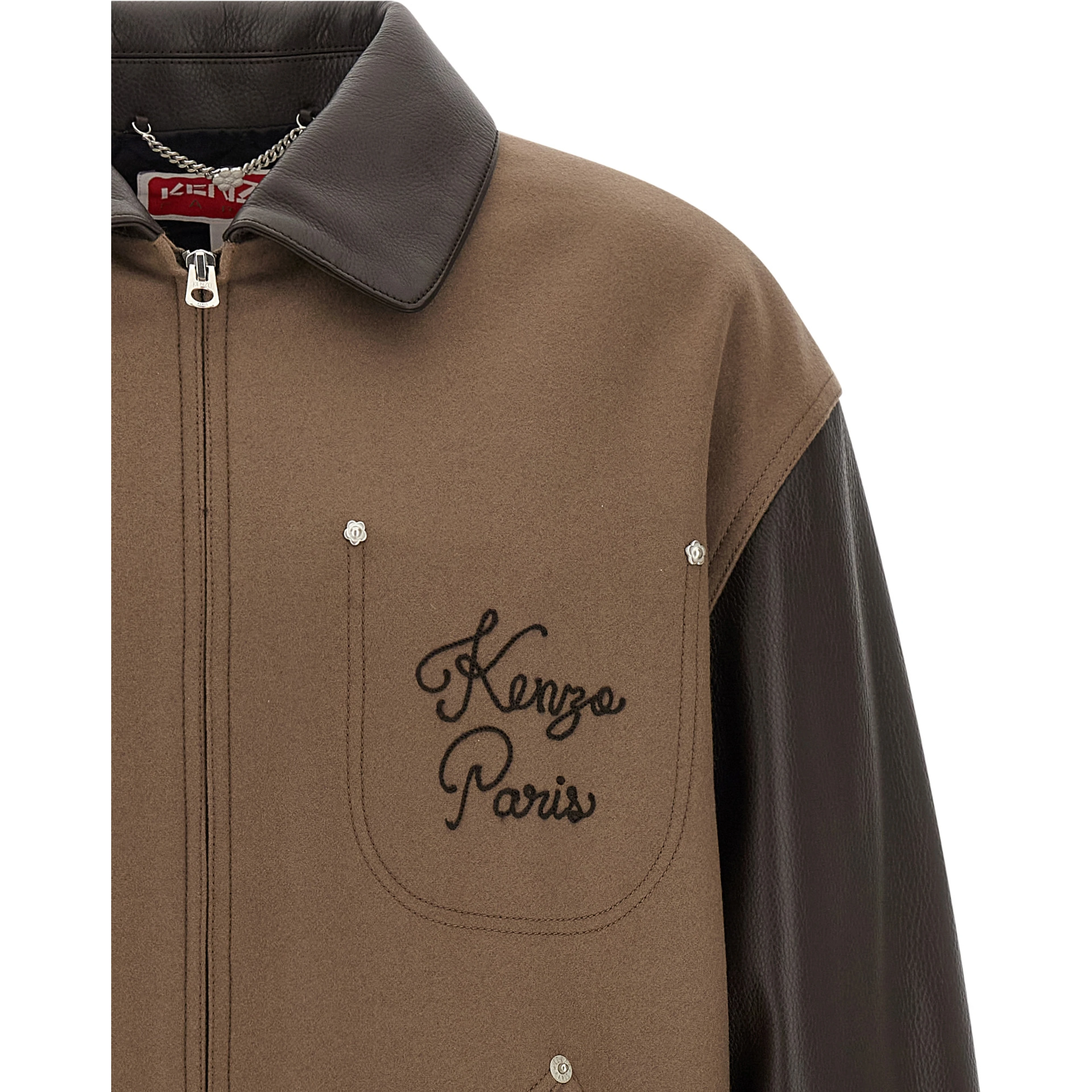 Brown Virgin Wool Leather Jacket