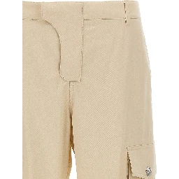 Beige Cotton Cargo Pants