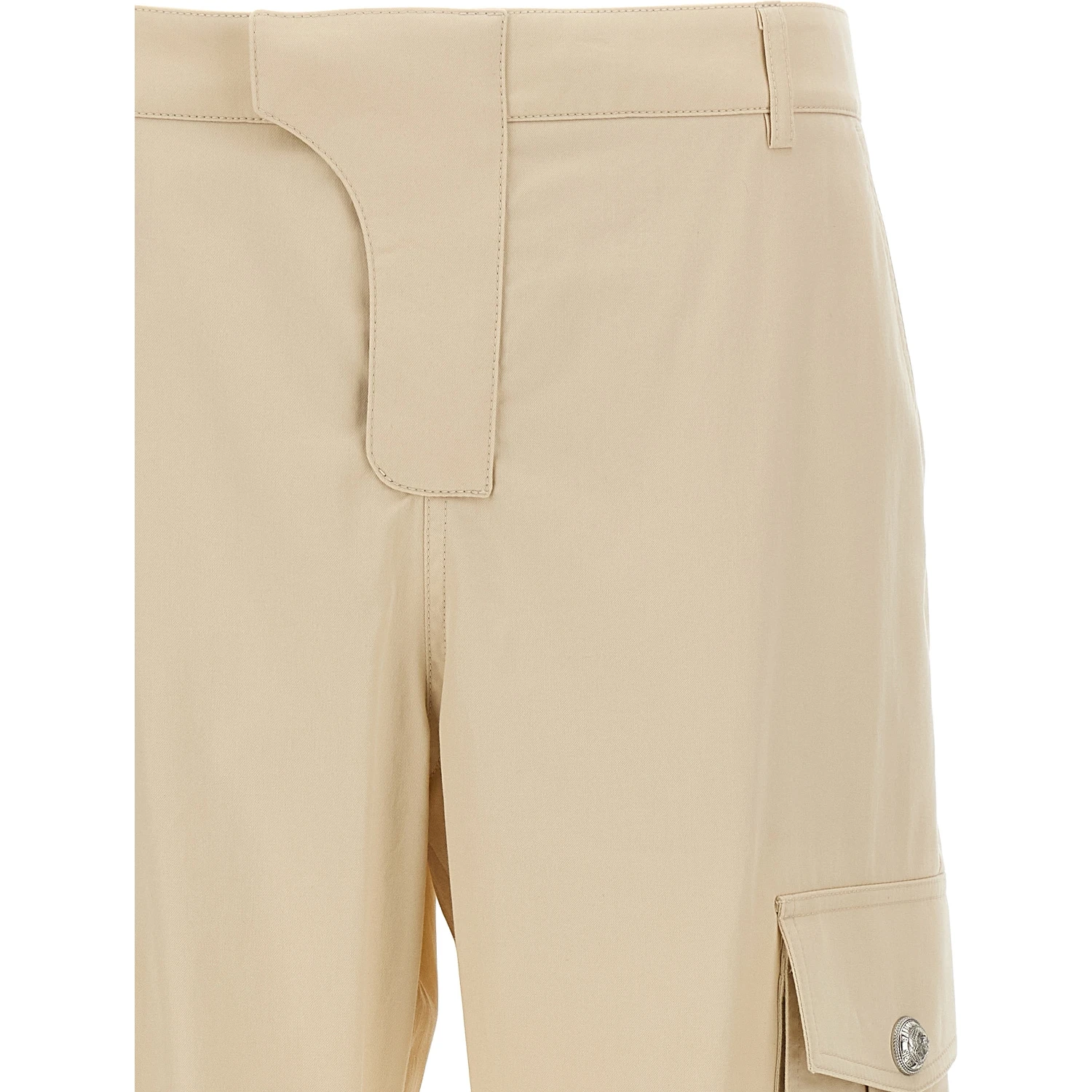 Beige Cotton Cargo Pants