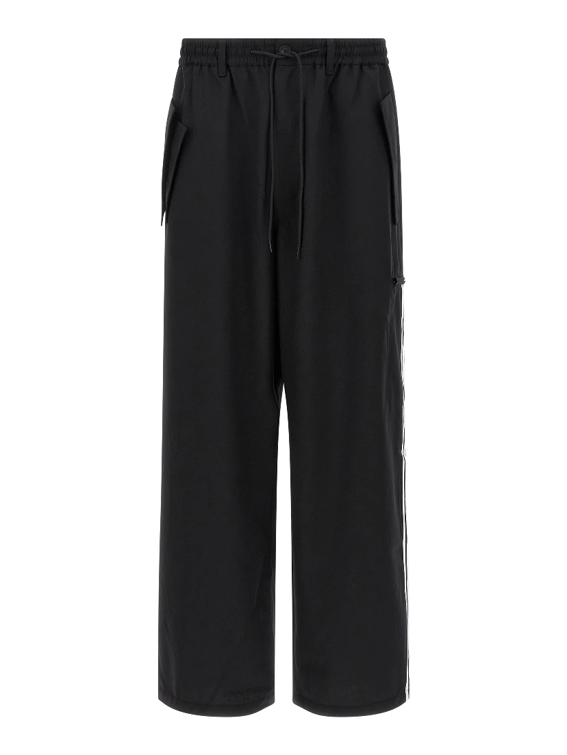 Black Polyester Casual Pants