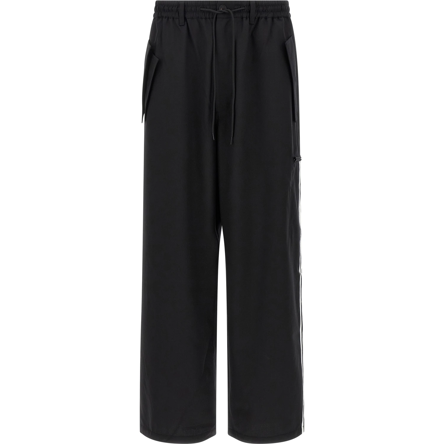 Black Polyester Casual Pants