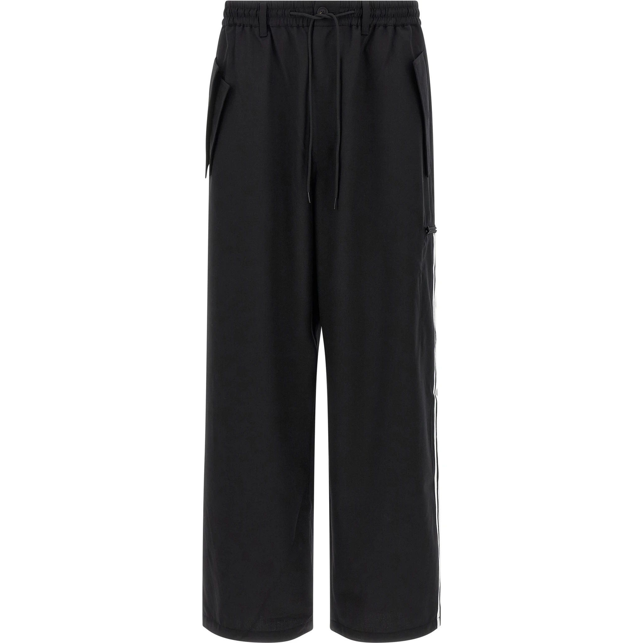 Black Polyester Casual Pants