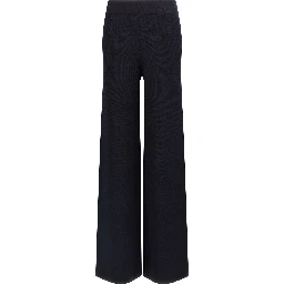 Blue Viscose Casual Pants