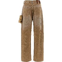 Beige Cotton Straight-Leg Jeans