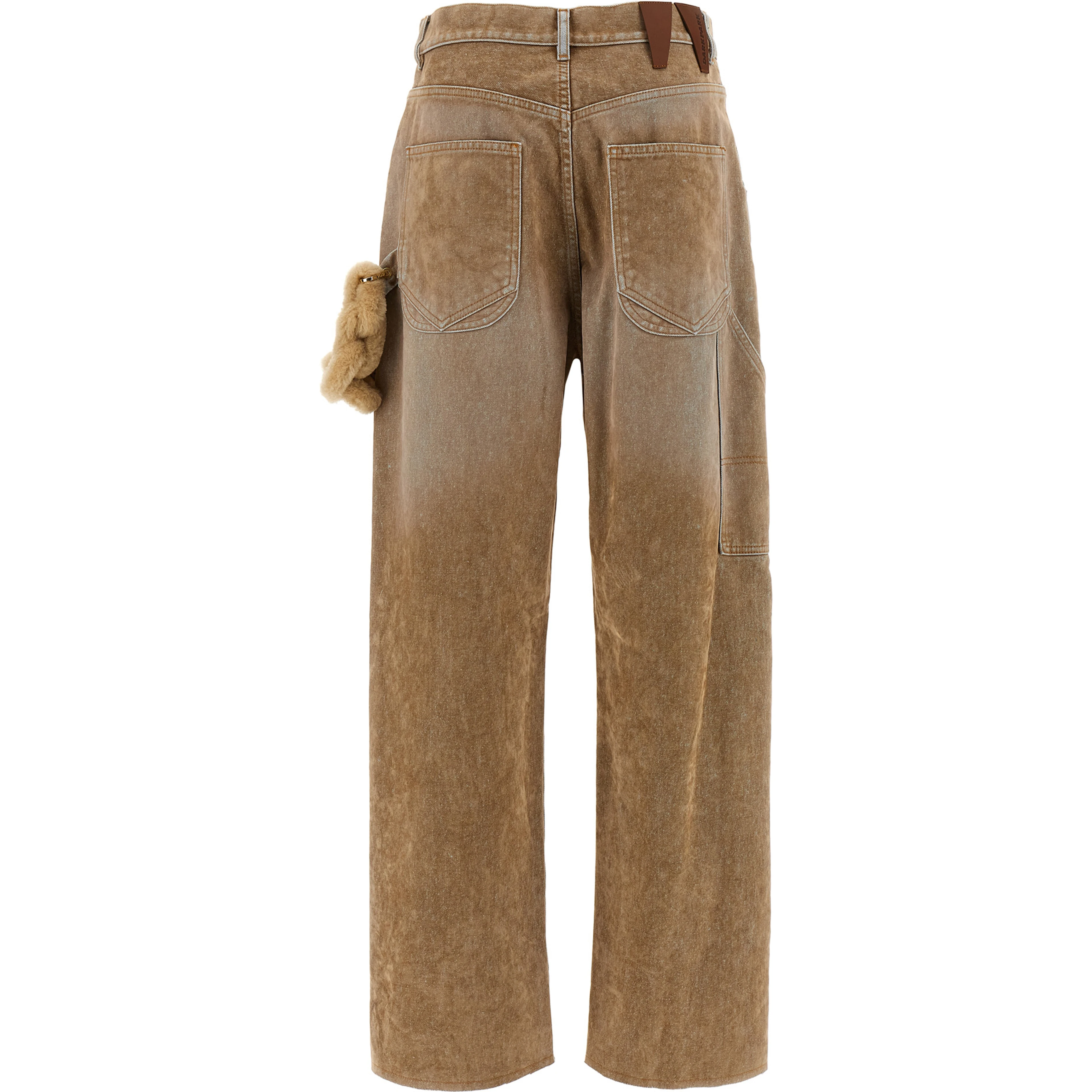 Beige Cotton Straight-Leg Jeans