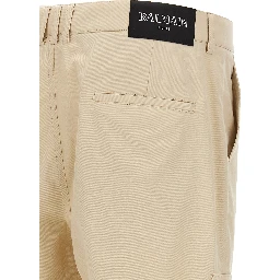 Beige Cotton Cargo Pants