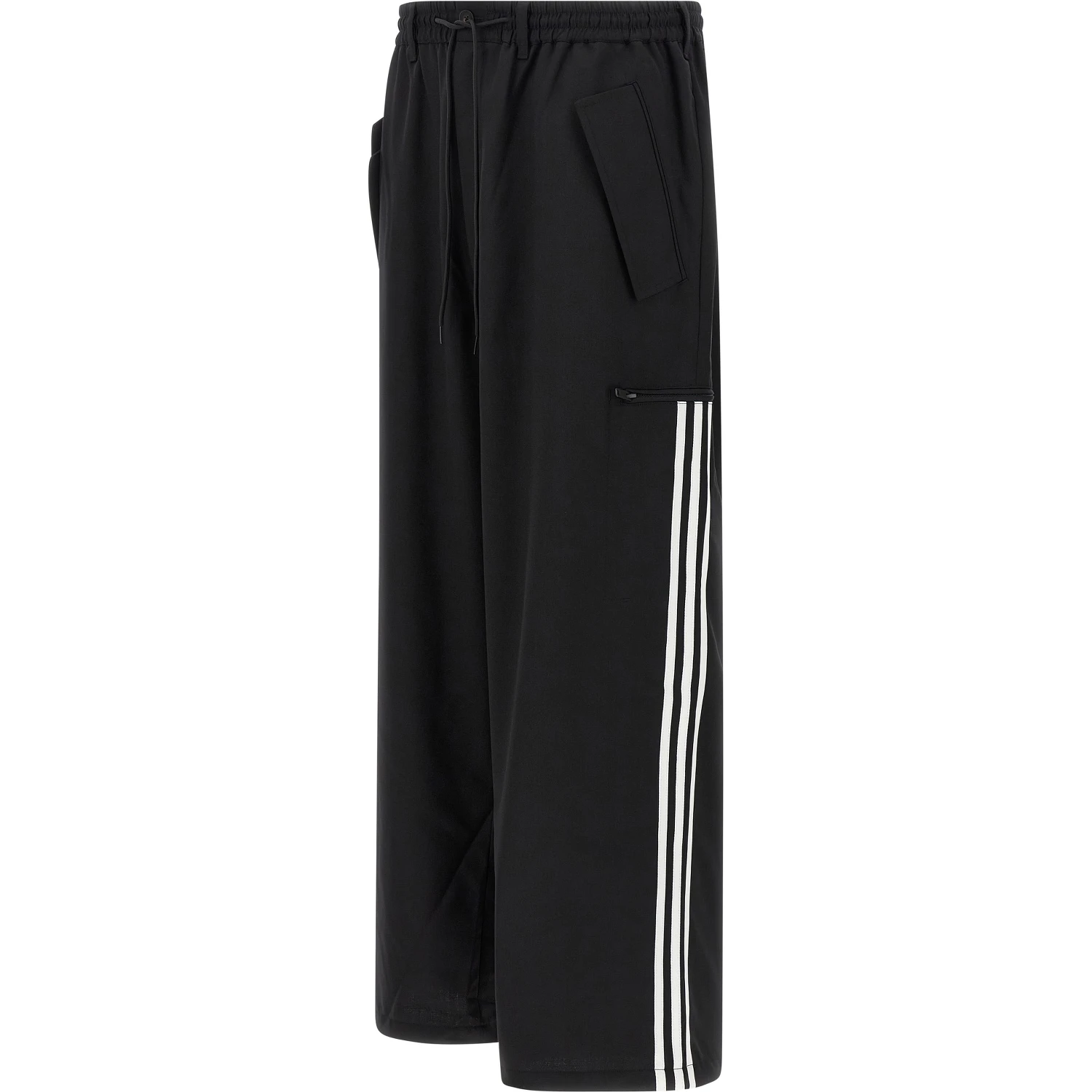 Black Polyester Casual Pants
