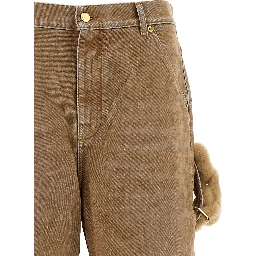 Beige Cotton Straight-Leg Jeans