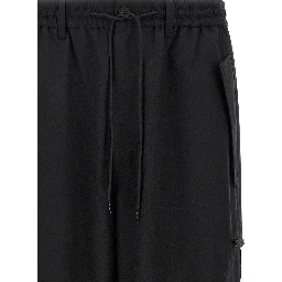 Black Polyester Casual Pants