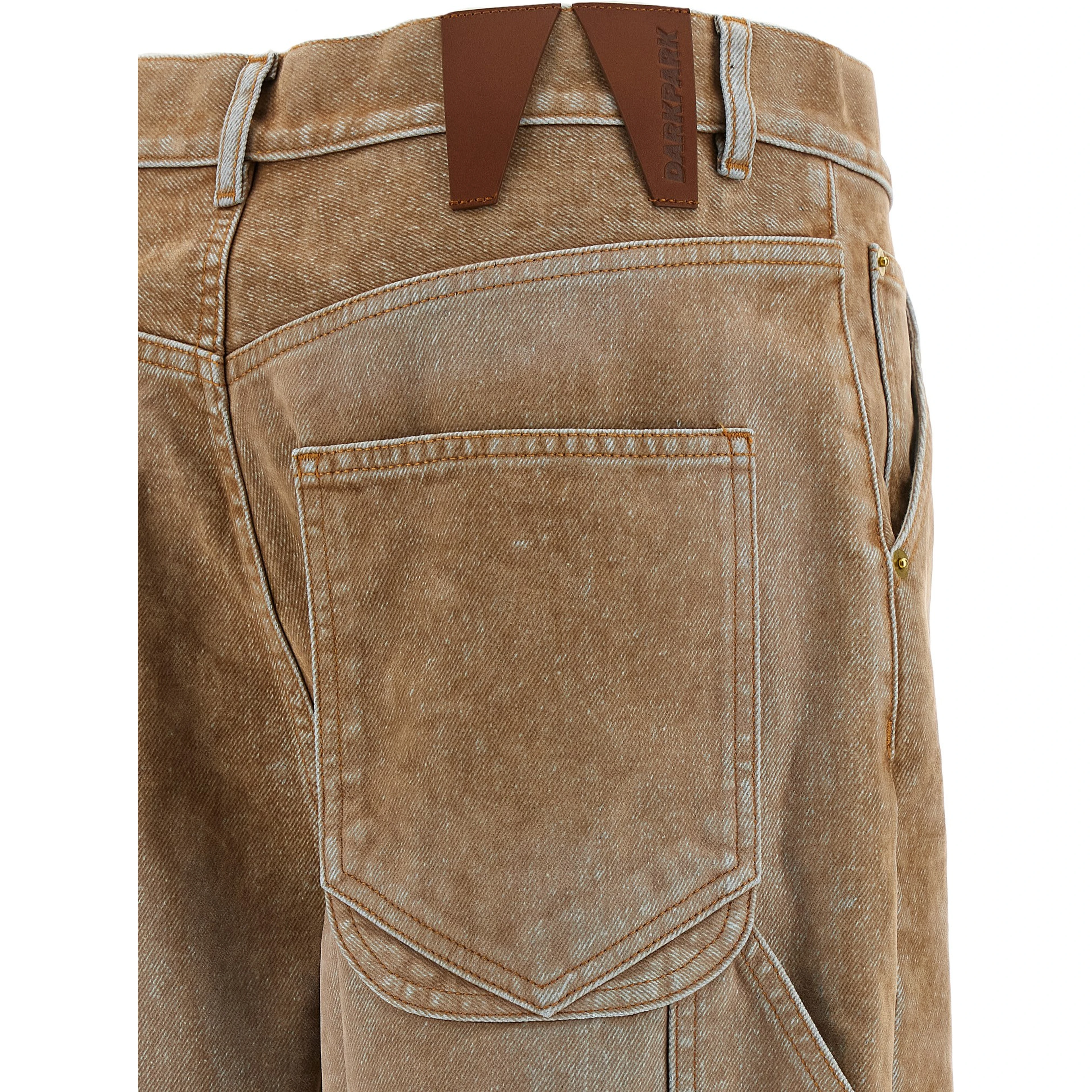Beige Cotton Straight-Leg Jeans