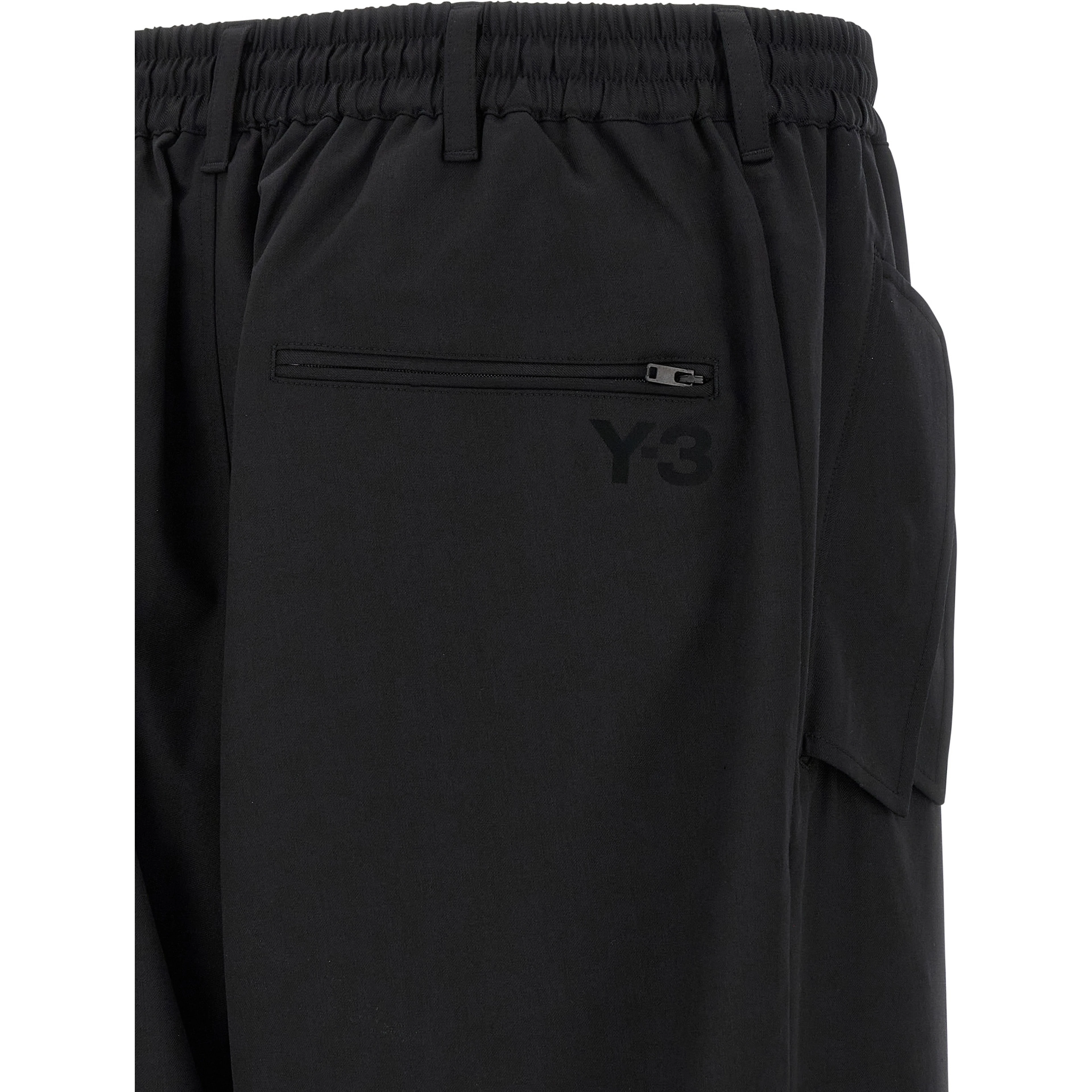 Black Polyester Casual Pants