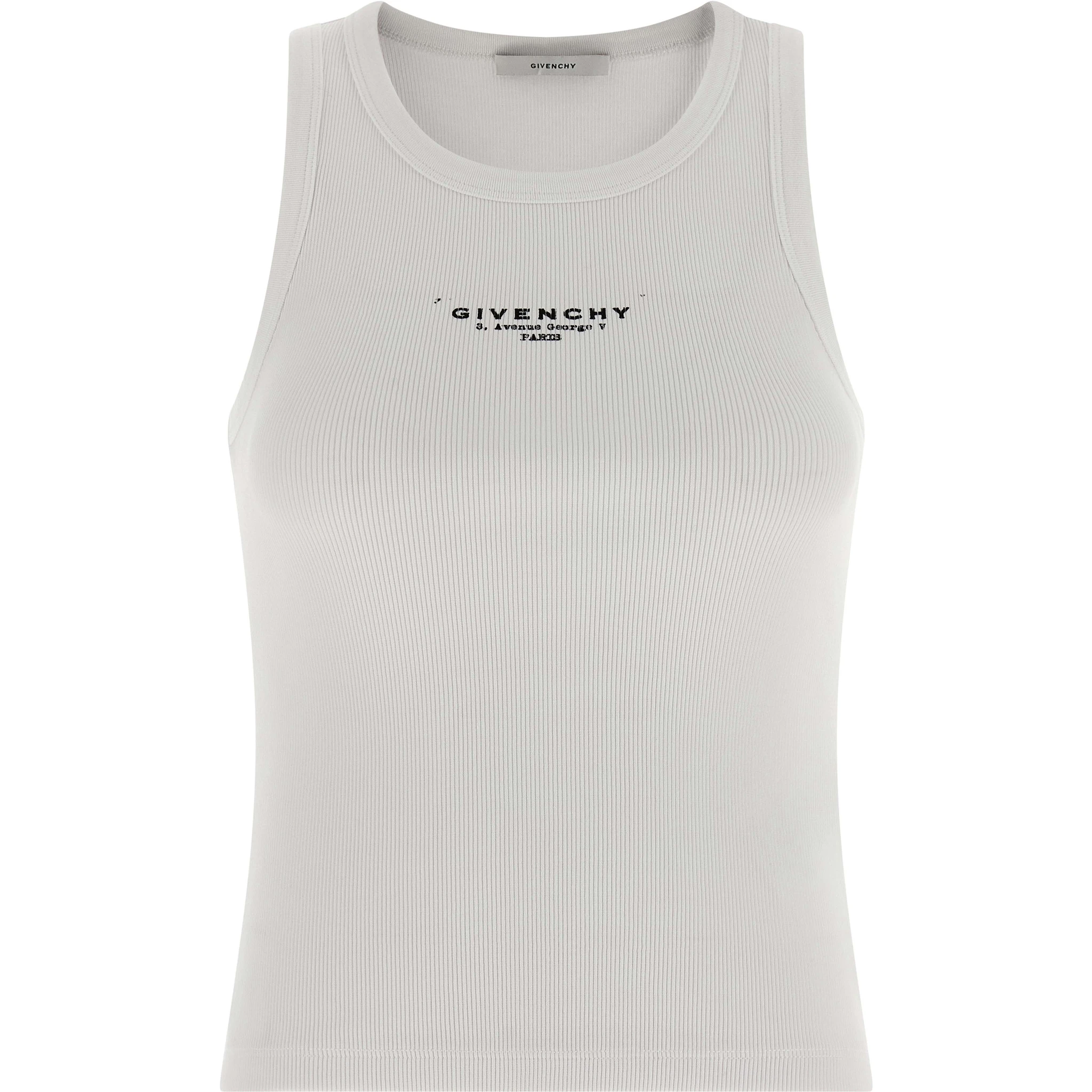 White Cotton Sleeveles T-Shirt