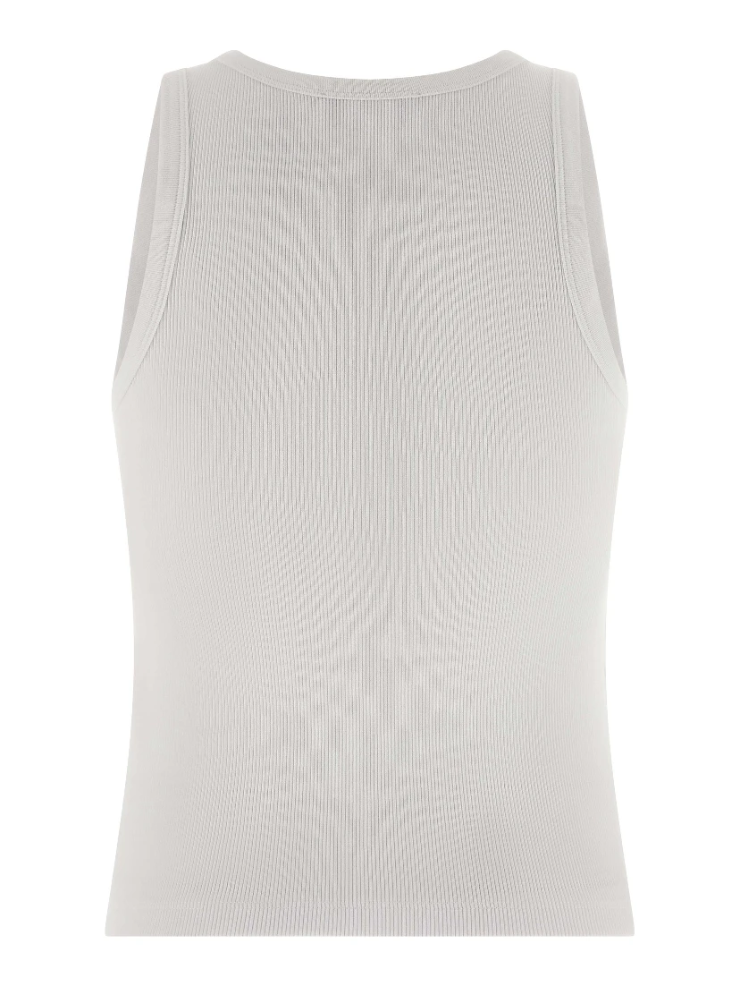 White Cotton Sleeveles T-Shirt