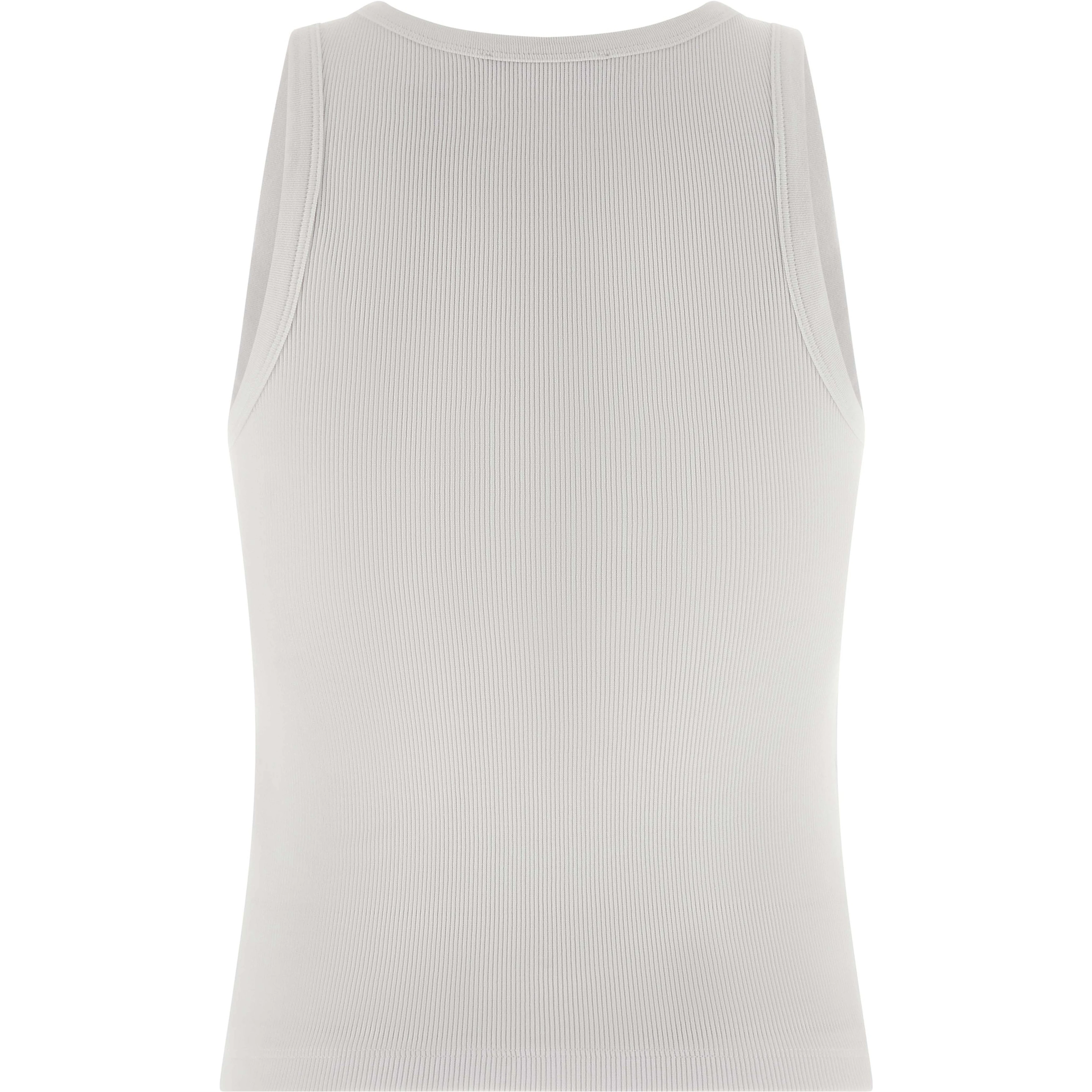 White Cotton Sleeveles T-Shirt
