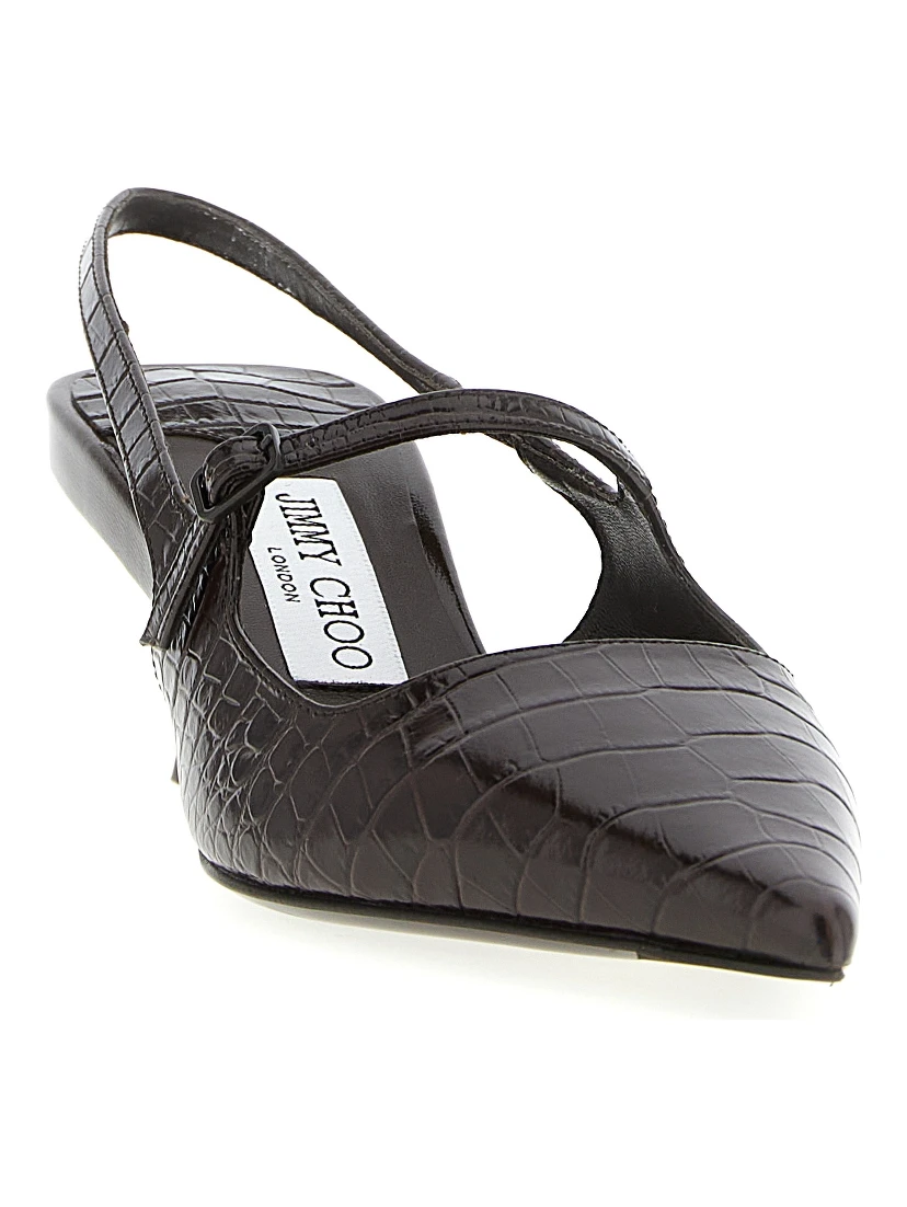 Brown Leather Mid Heel Pumps