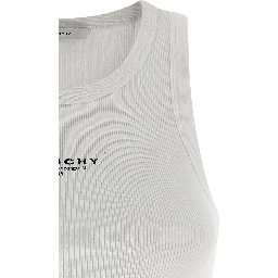White Cotton Sleeveles T-Shirt