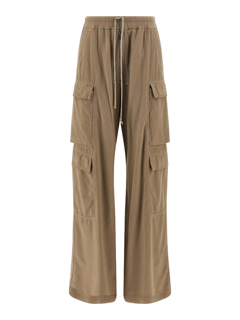 Beige Cotton Cargo Pants