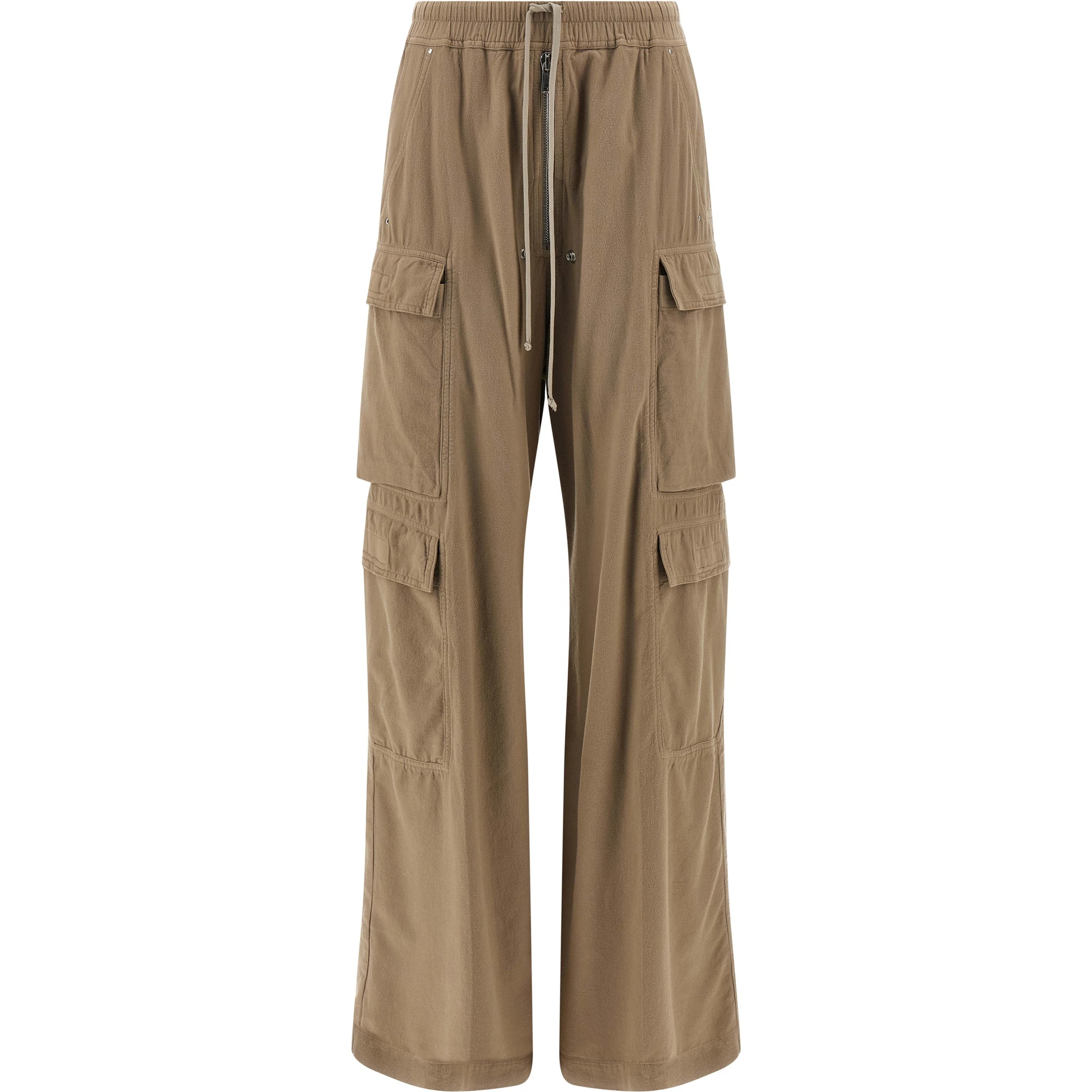 Beige Cotton Cargo Pants