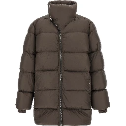 Brown Nylon Full-Length Jacket