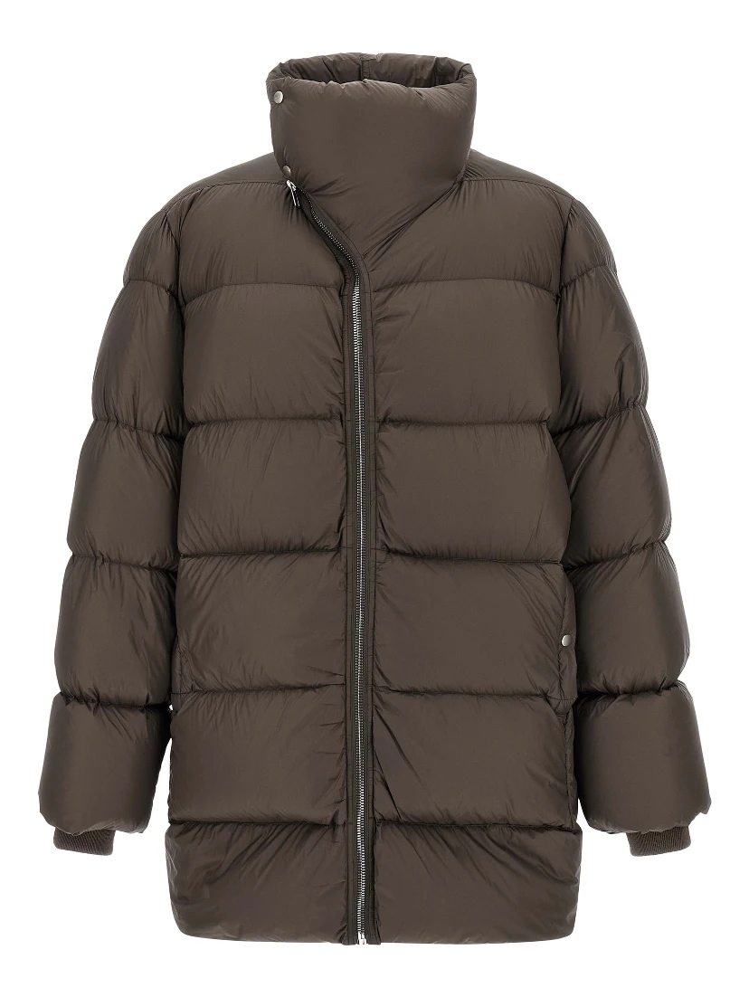 Brown Nylon Full-Length Jacket