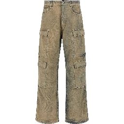 Beige Cotton Cargo Pants