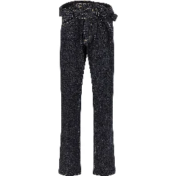 Blue Cotton Straight-Leg Jeans