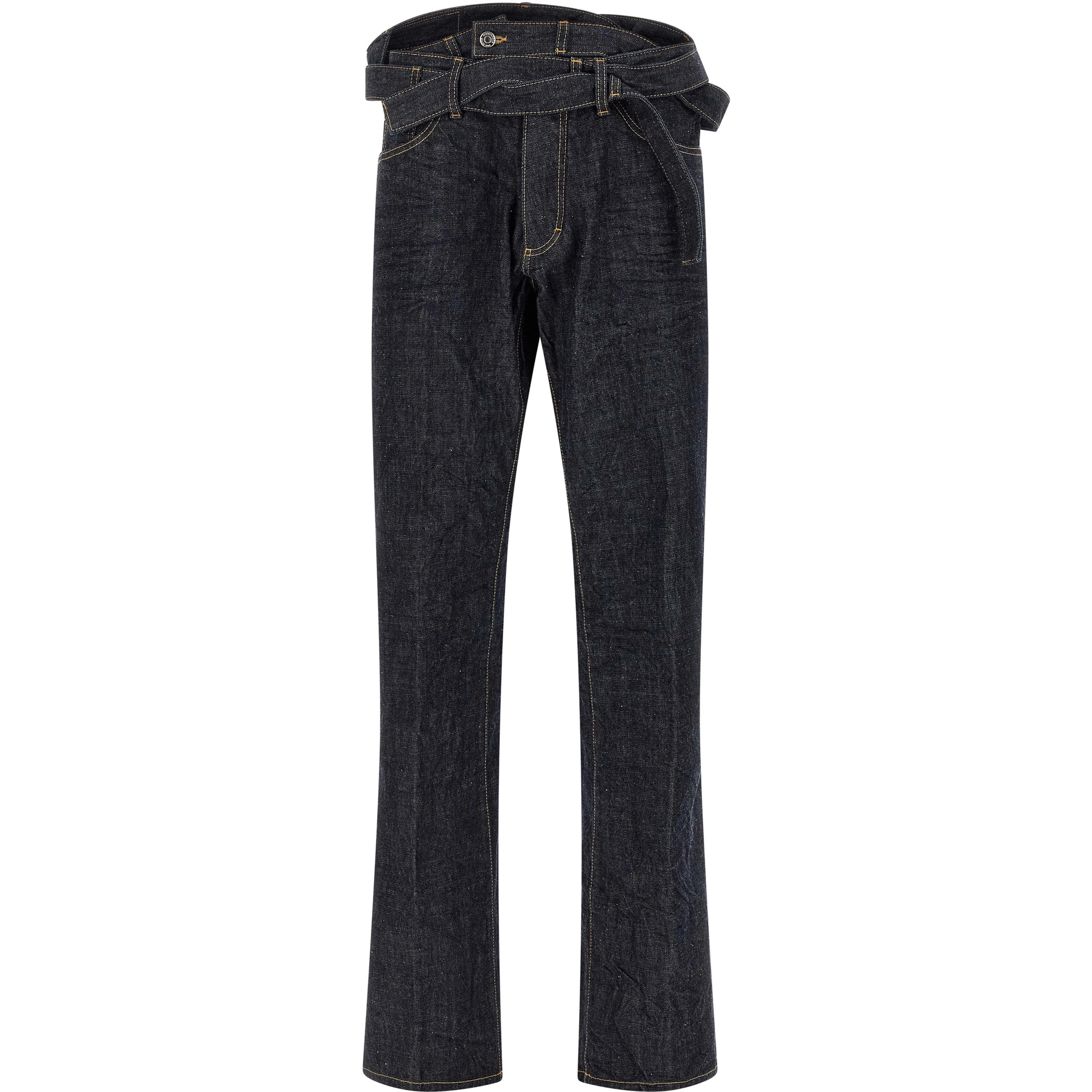 Blue Cotton Straight-Leg Jeans