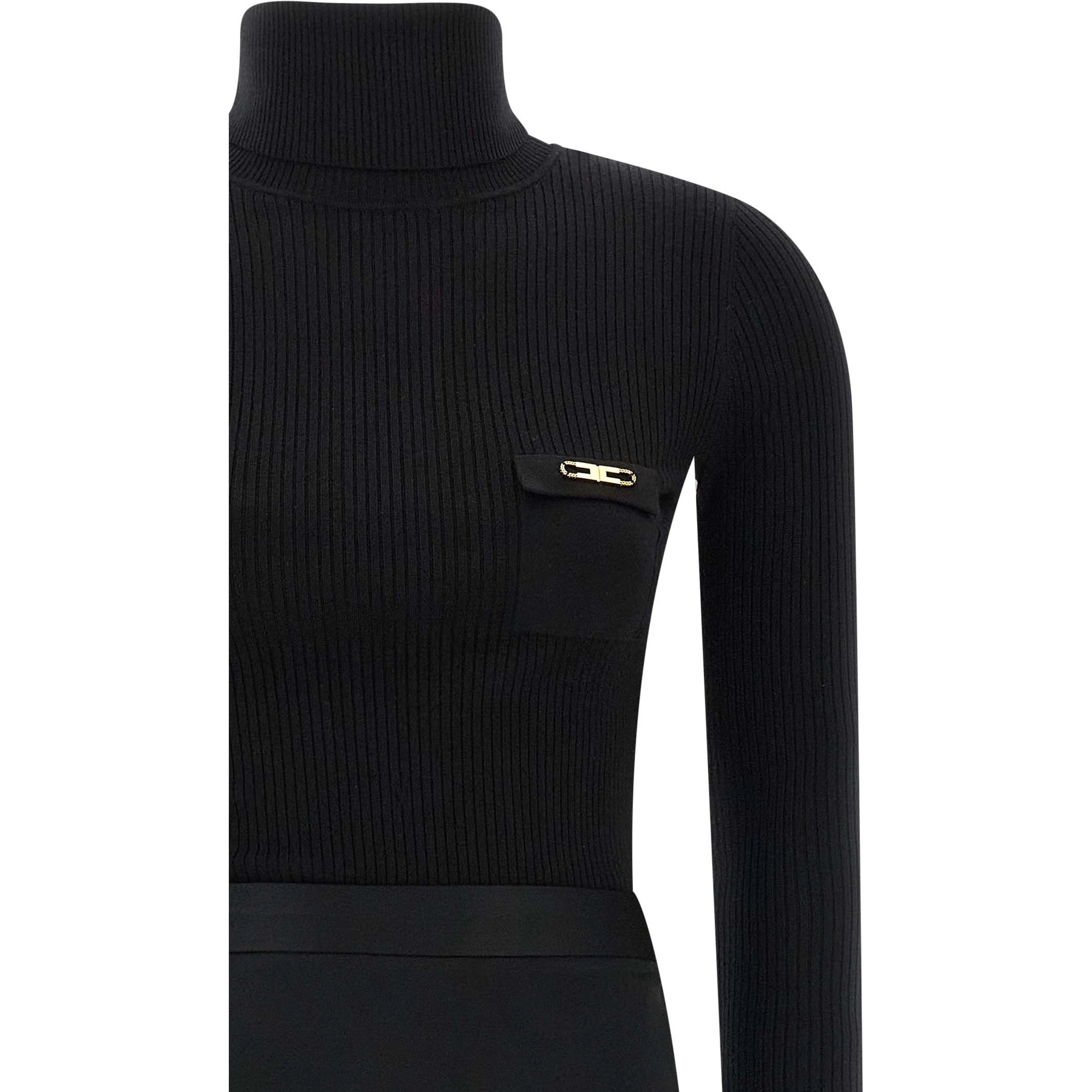 Black Lycra Midi Dress
