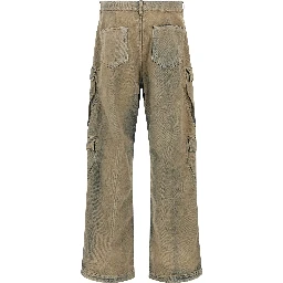 Beige Cotton Cargo Pants
