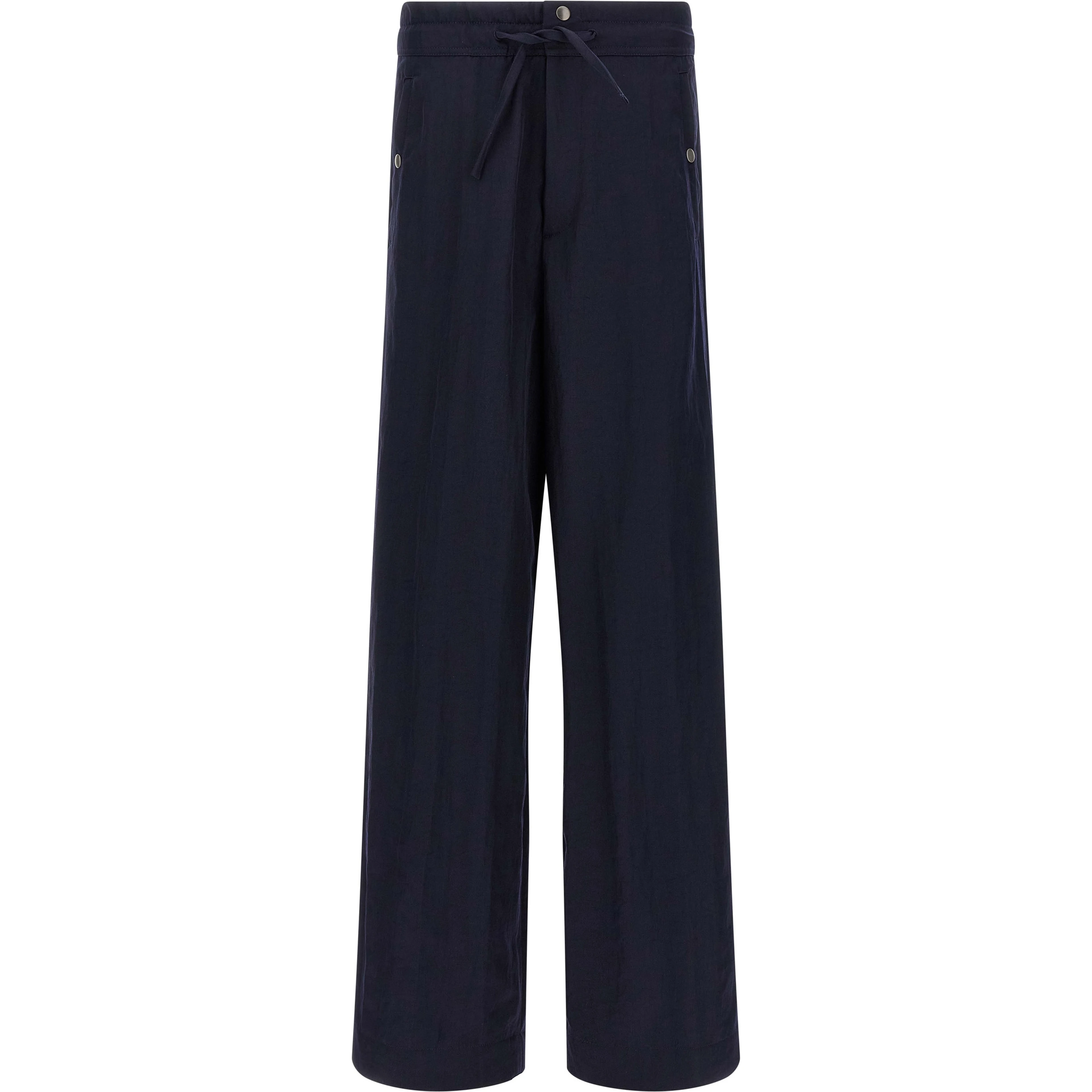 Blue Nylon Casual Pants